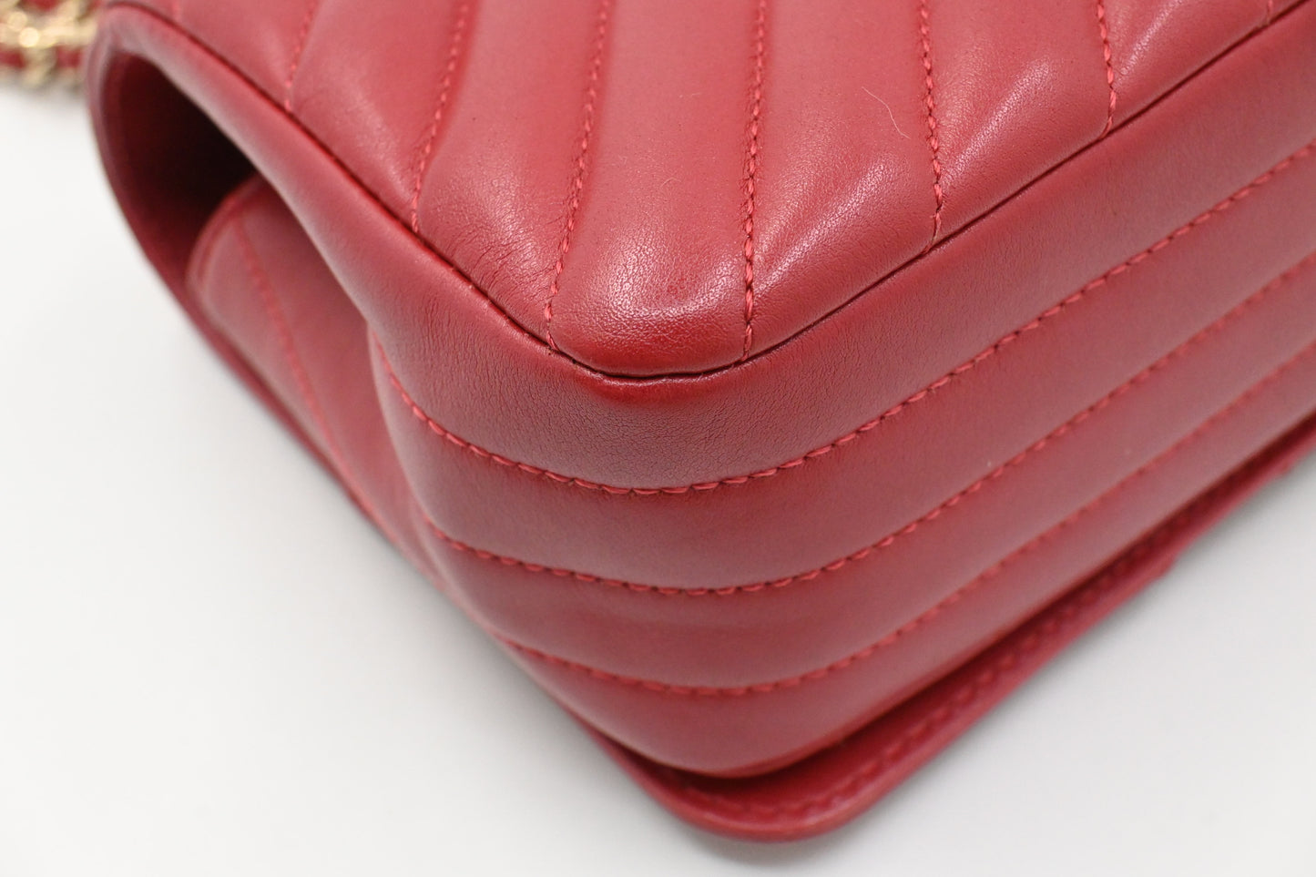 Chanel Small Statement Flap in Red Chevron Leather