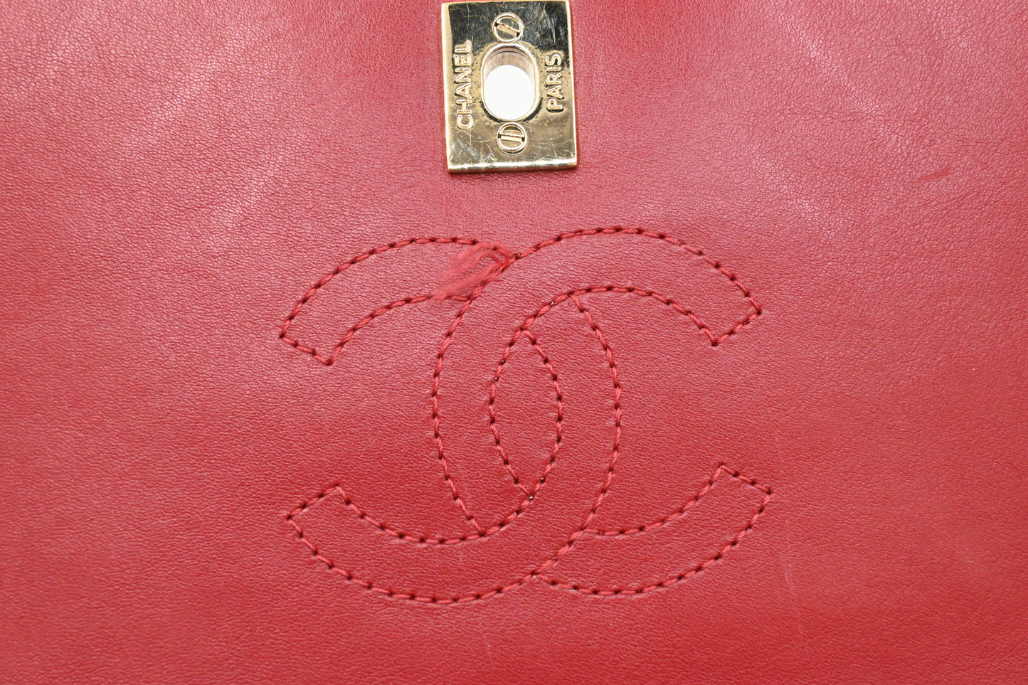 Chanel Small Statement Flap in Red Chevron Leather