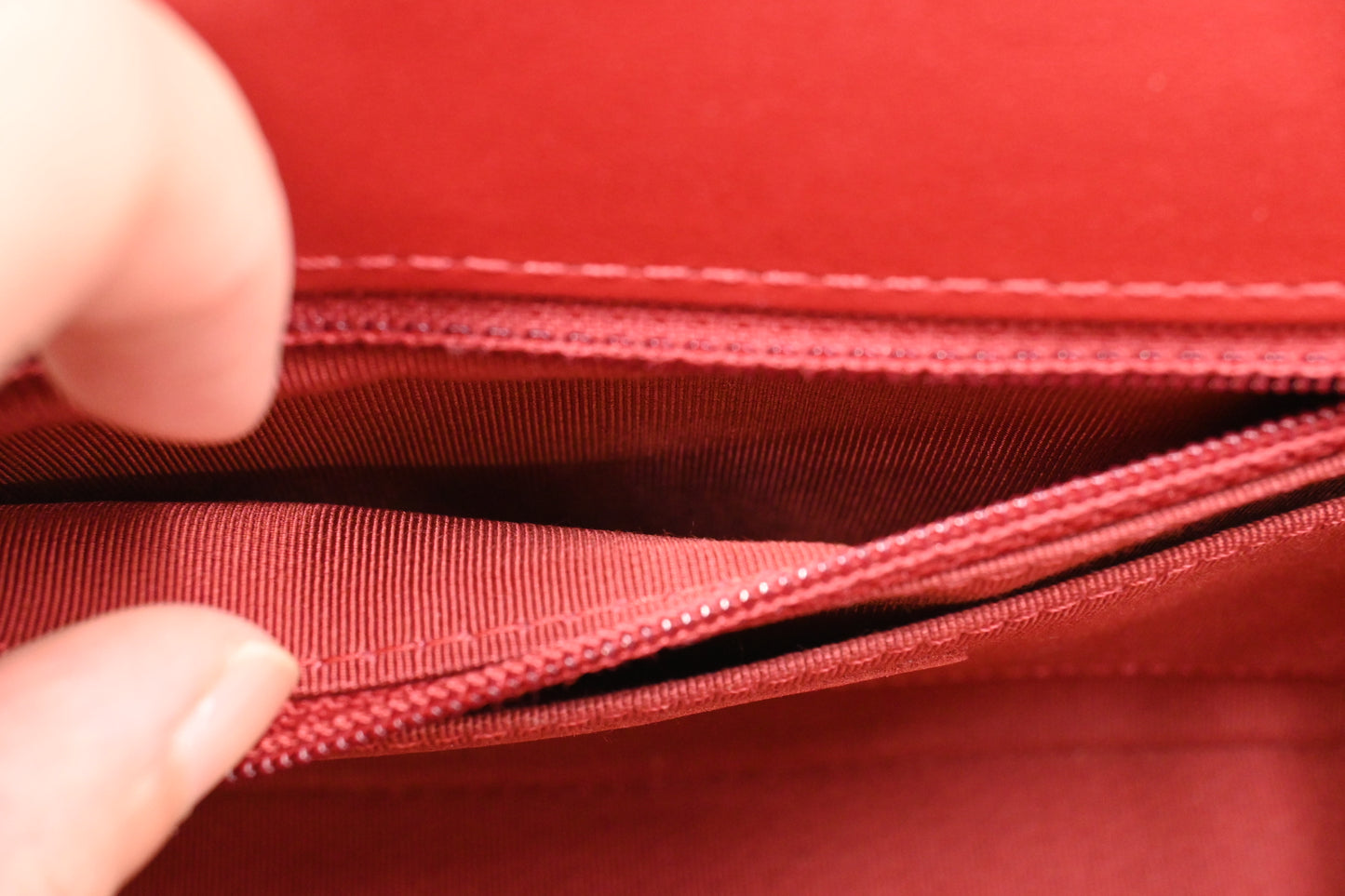 Chanel Small Statement Flap in Red Chevron Leather