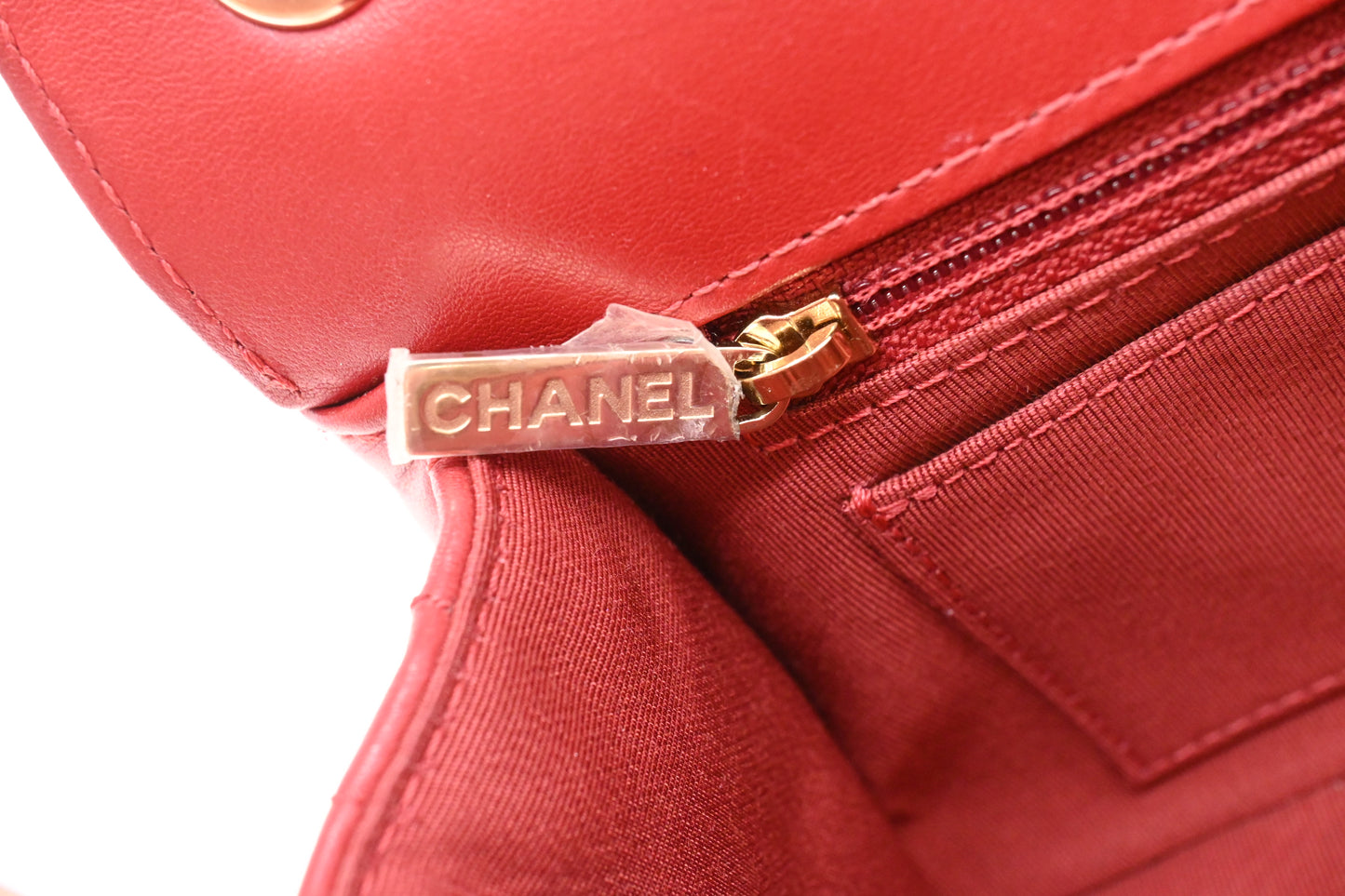 Chanel Small Statement Flap in Red Chevron Leather