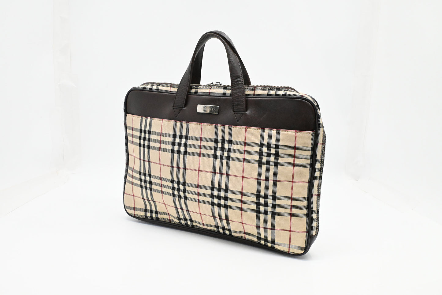 Burberry Business Bag in Beige Check Canvas