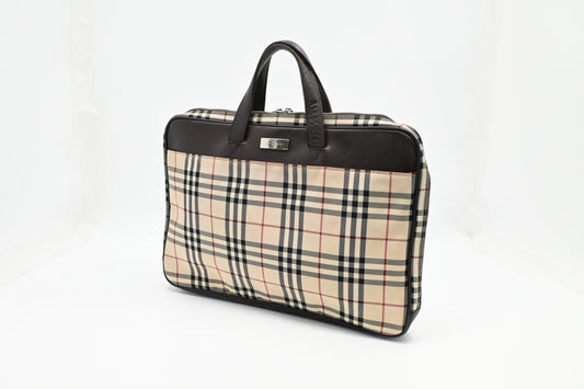 Burberry Business Bag in Beige Check Canvas