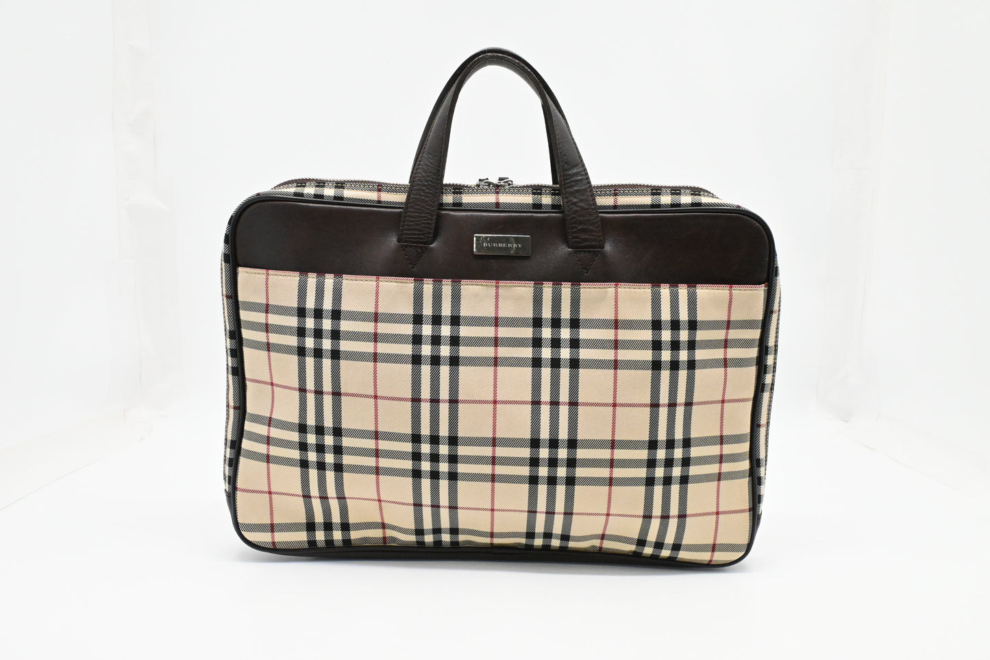 Burberry Business Bag in Beige Check Canvas