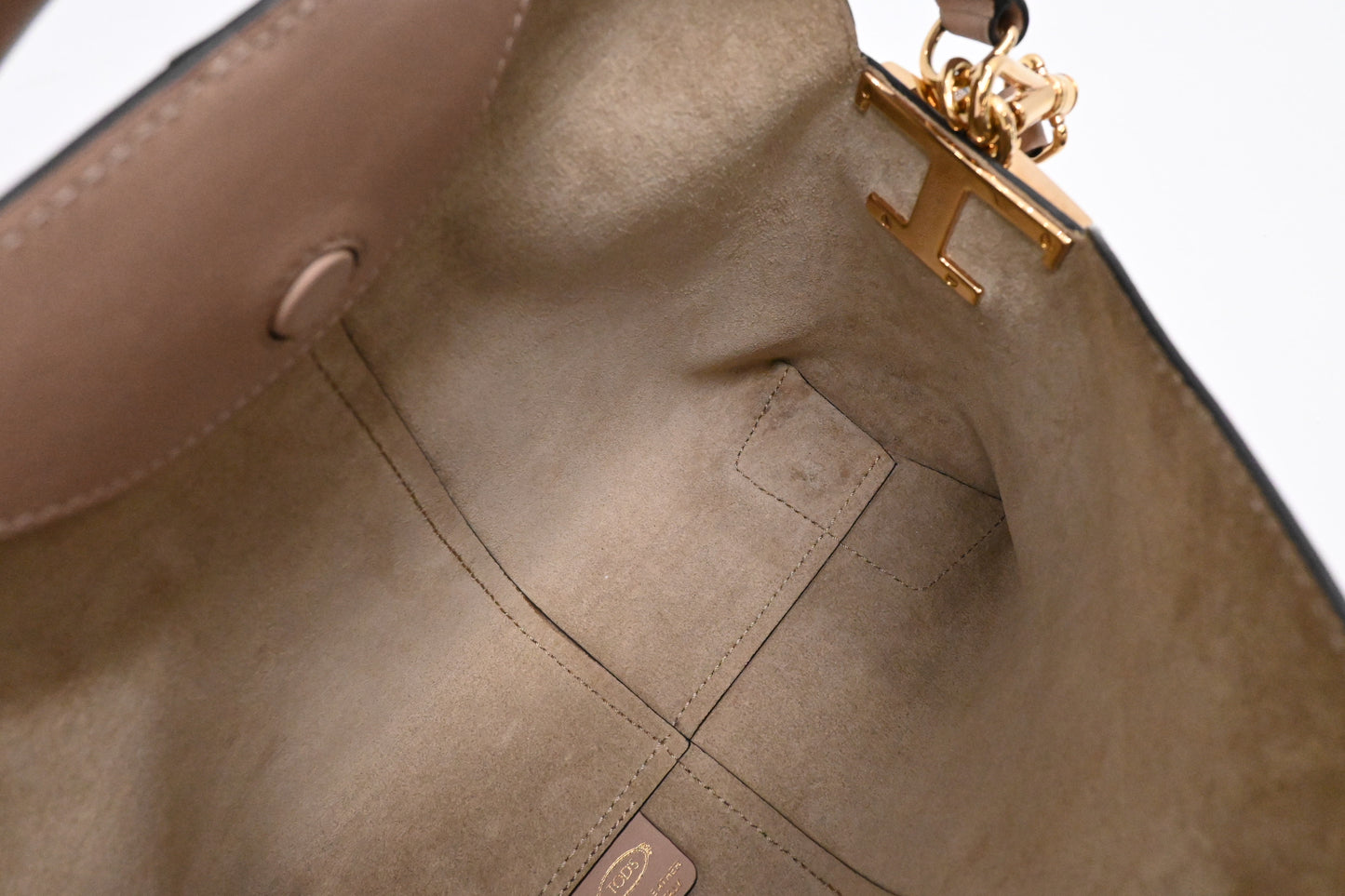 Tod's T Case Shoulder Bag in Beige Leather