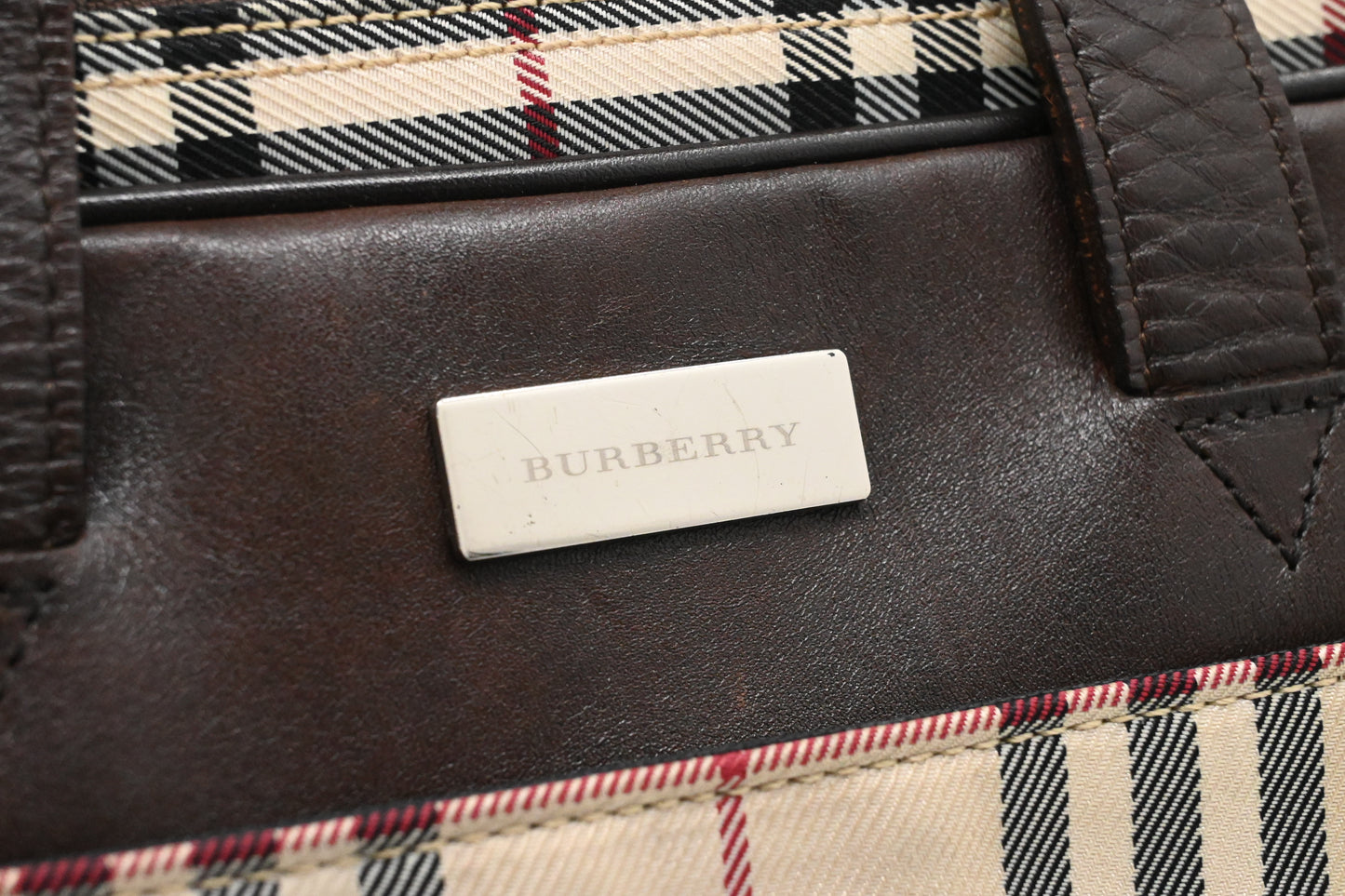 Burberry Business Bag in Beige Check Canvas