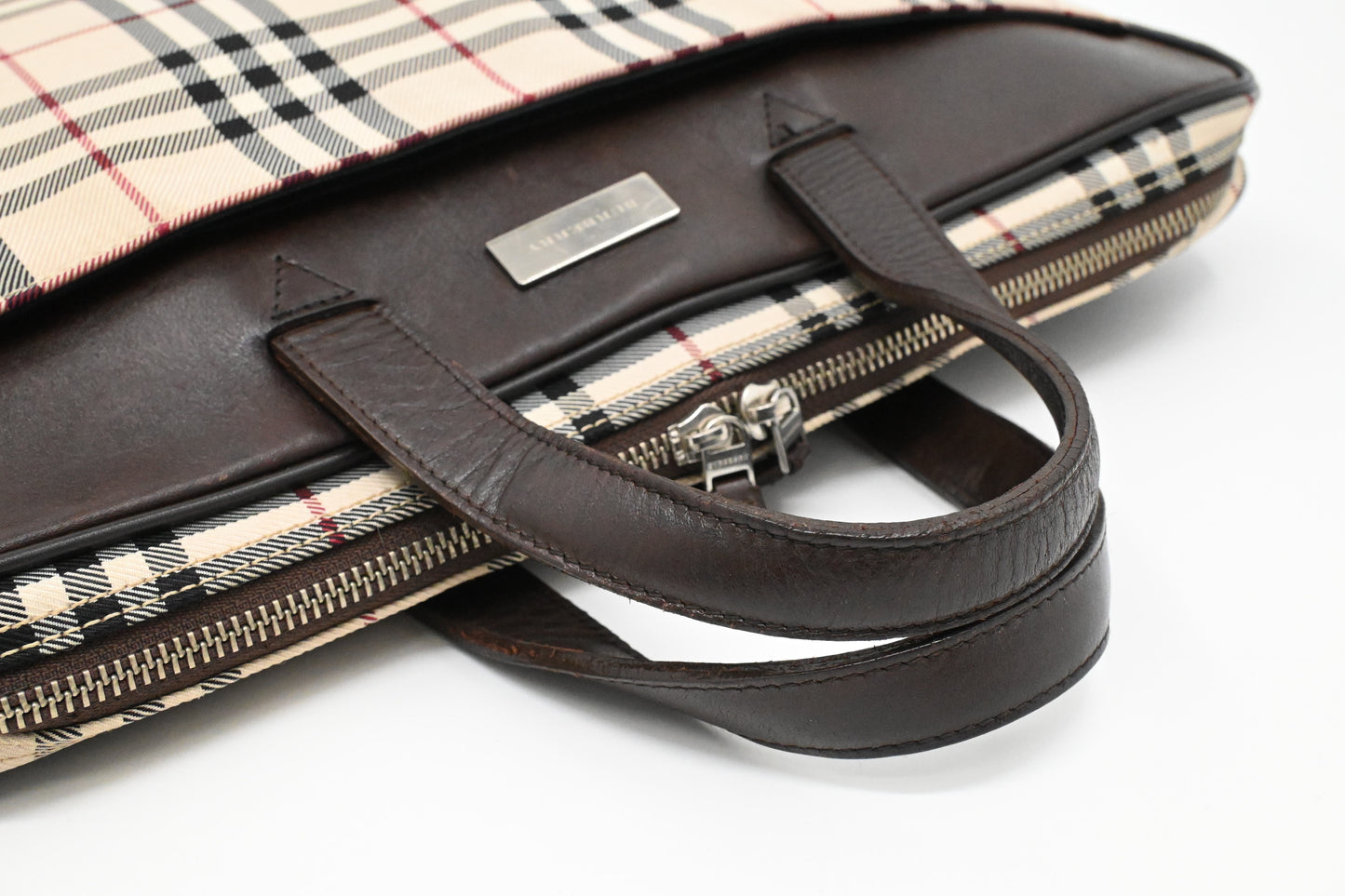 Burberry Business Bag in Beige Check Canvas