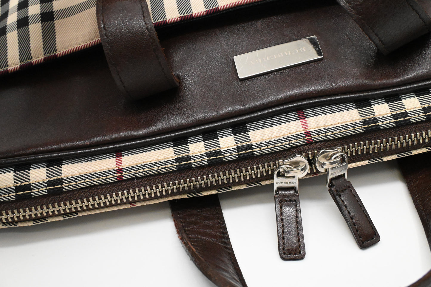 Burberry Business Bag in Beige Check Canvas