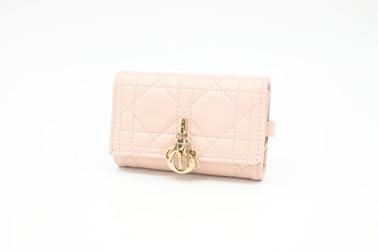 Dior Key Case in Light Pink Cannage Leather