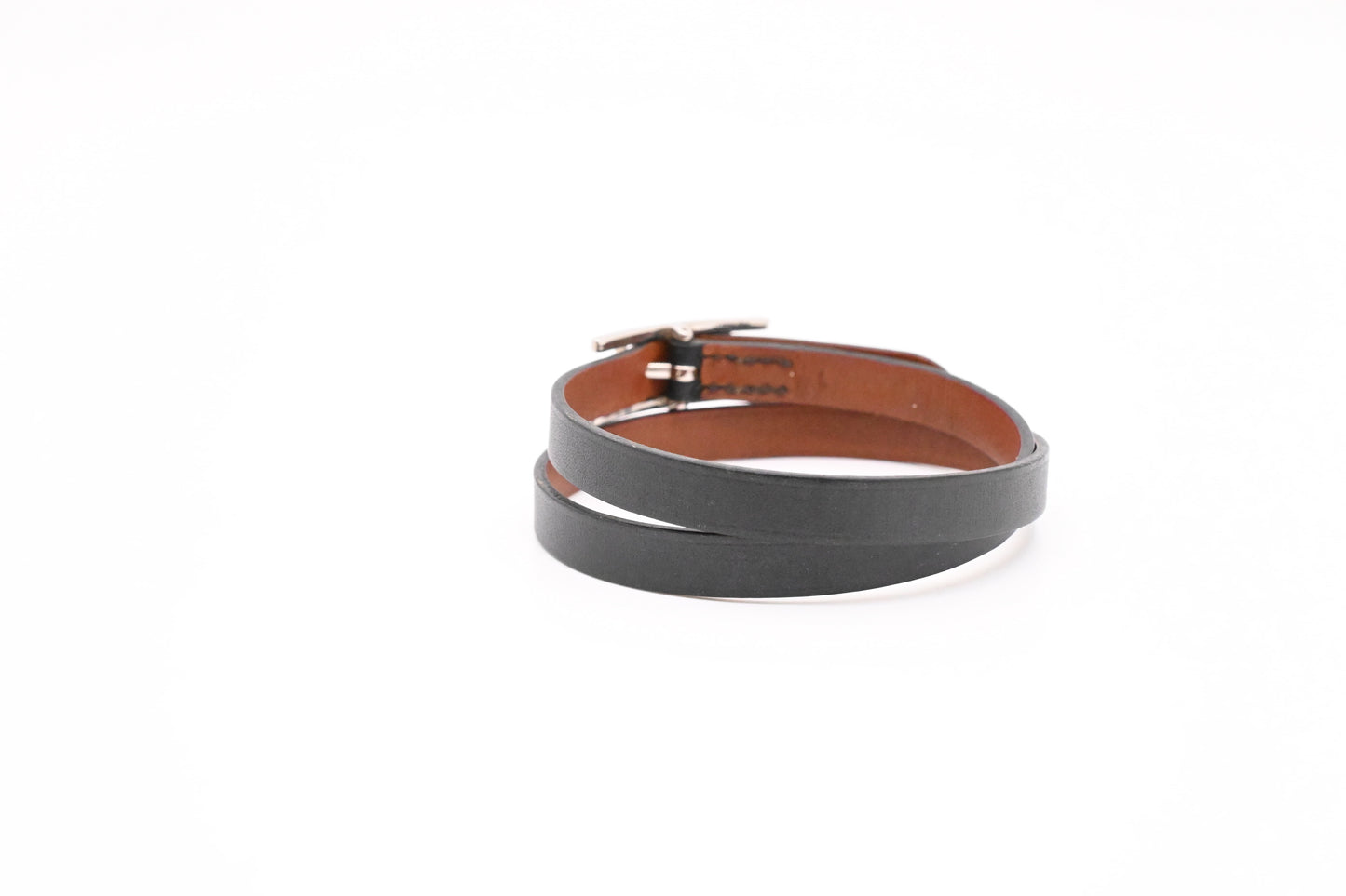 Hermes Double Tour Bracelet in Black Leather