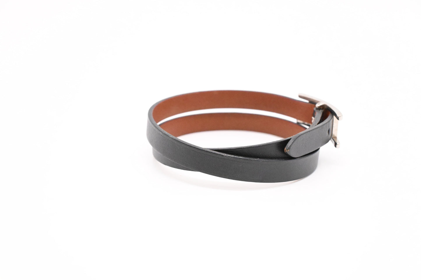 Hermes Double Tour Bracelet in Black Leather