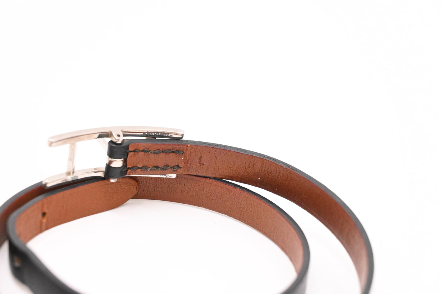 Hermes Double Tour Bracelet in Black Leather