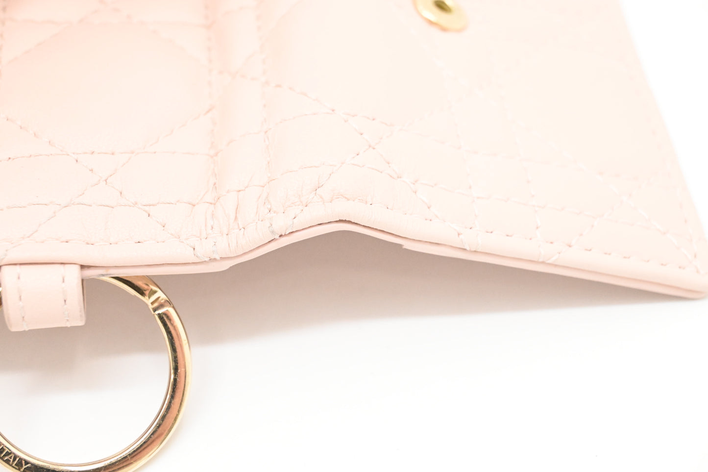 Dior Key Case in Light Pink Cannage Leather