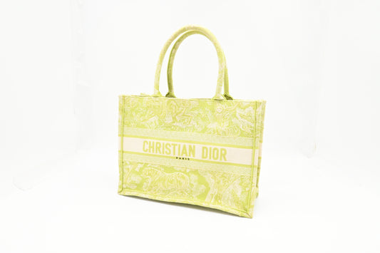 Dior Medium Book Tote in Green Toile de Jouy Sauvage Embroidery