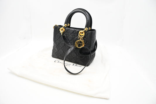 Dior Medium Lady Dior in Black Cannage Leather