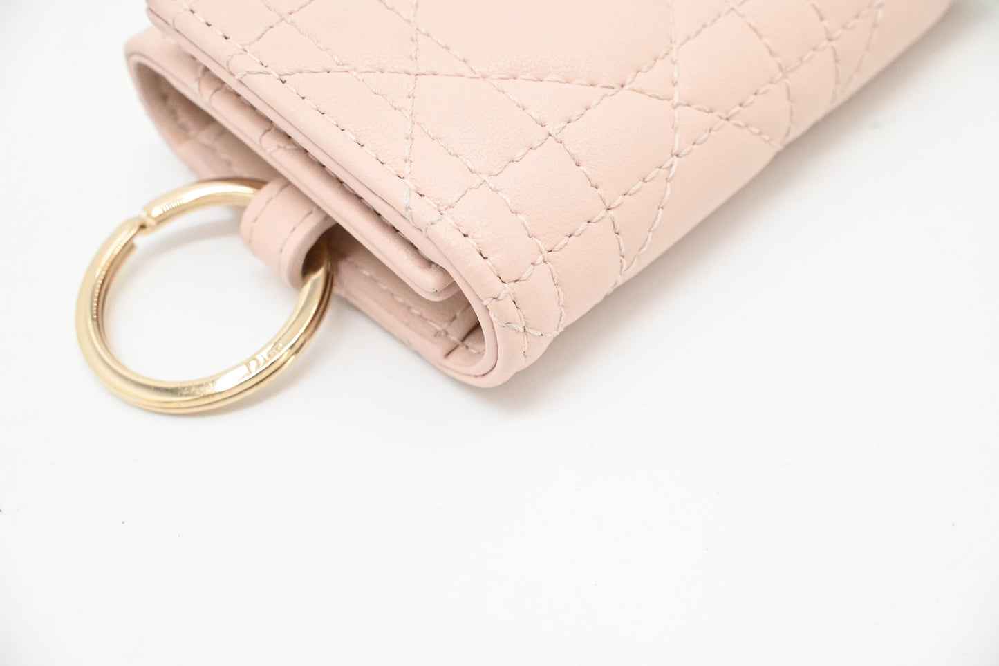 Dior Key Case in Light Pink Cannage Leather