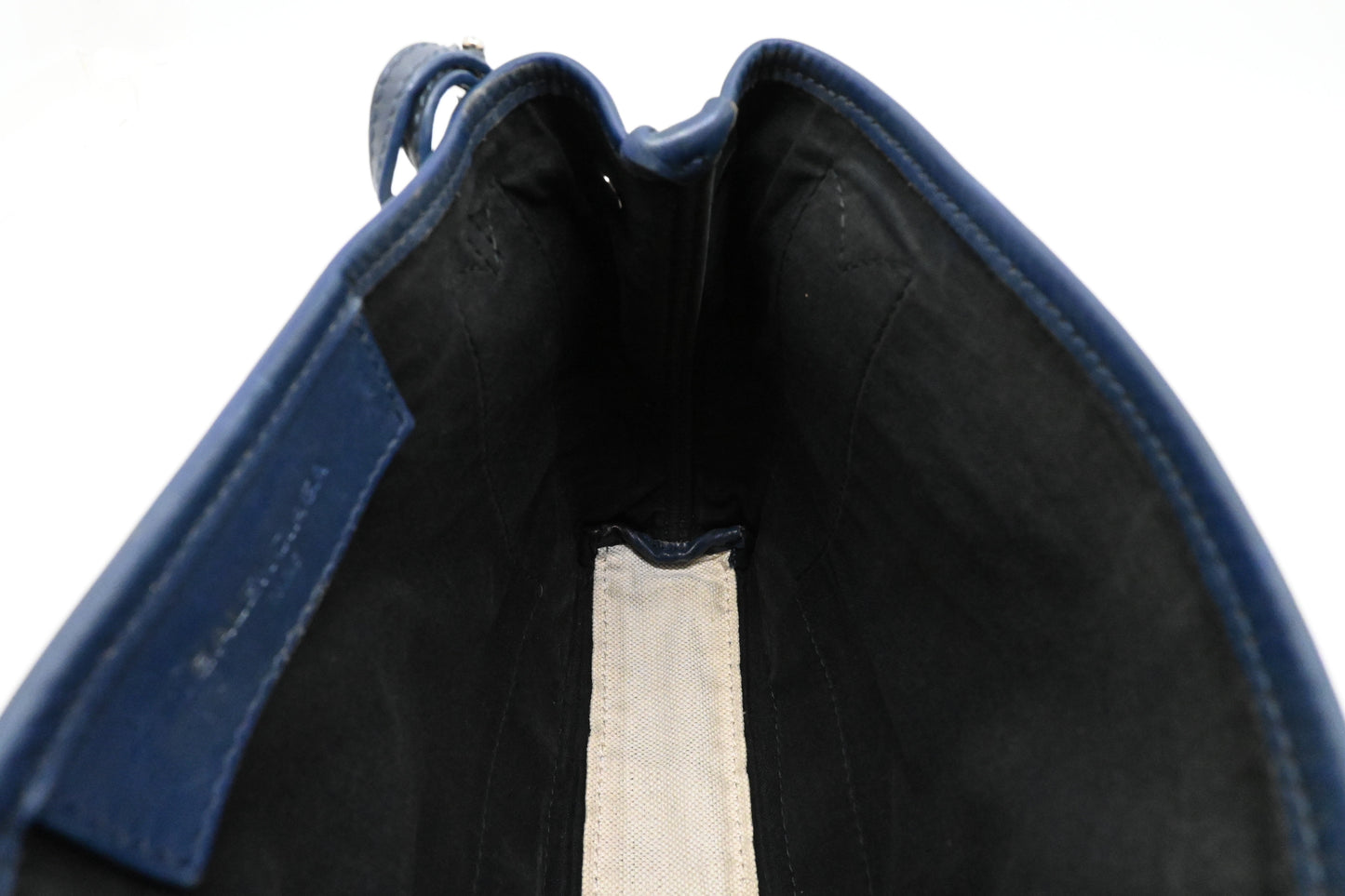 Balenciaga Cabas XS in White and Navy Blue Canvas