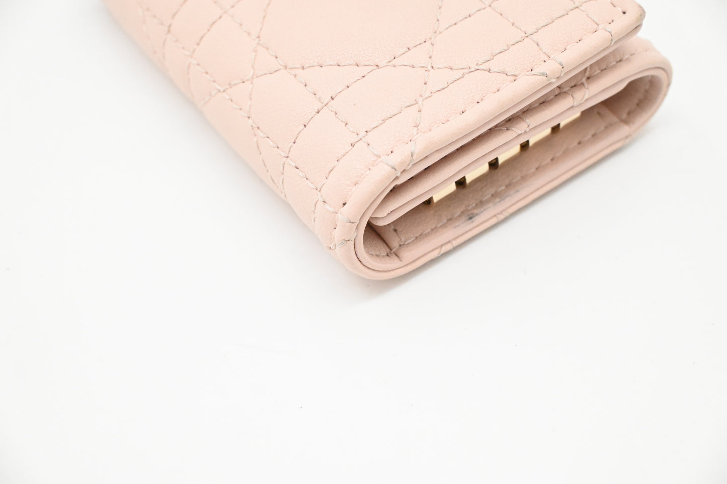 Dior Key Case in Light Pink Cannage Leather
