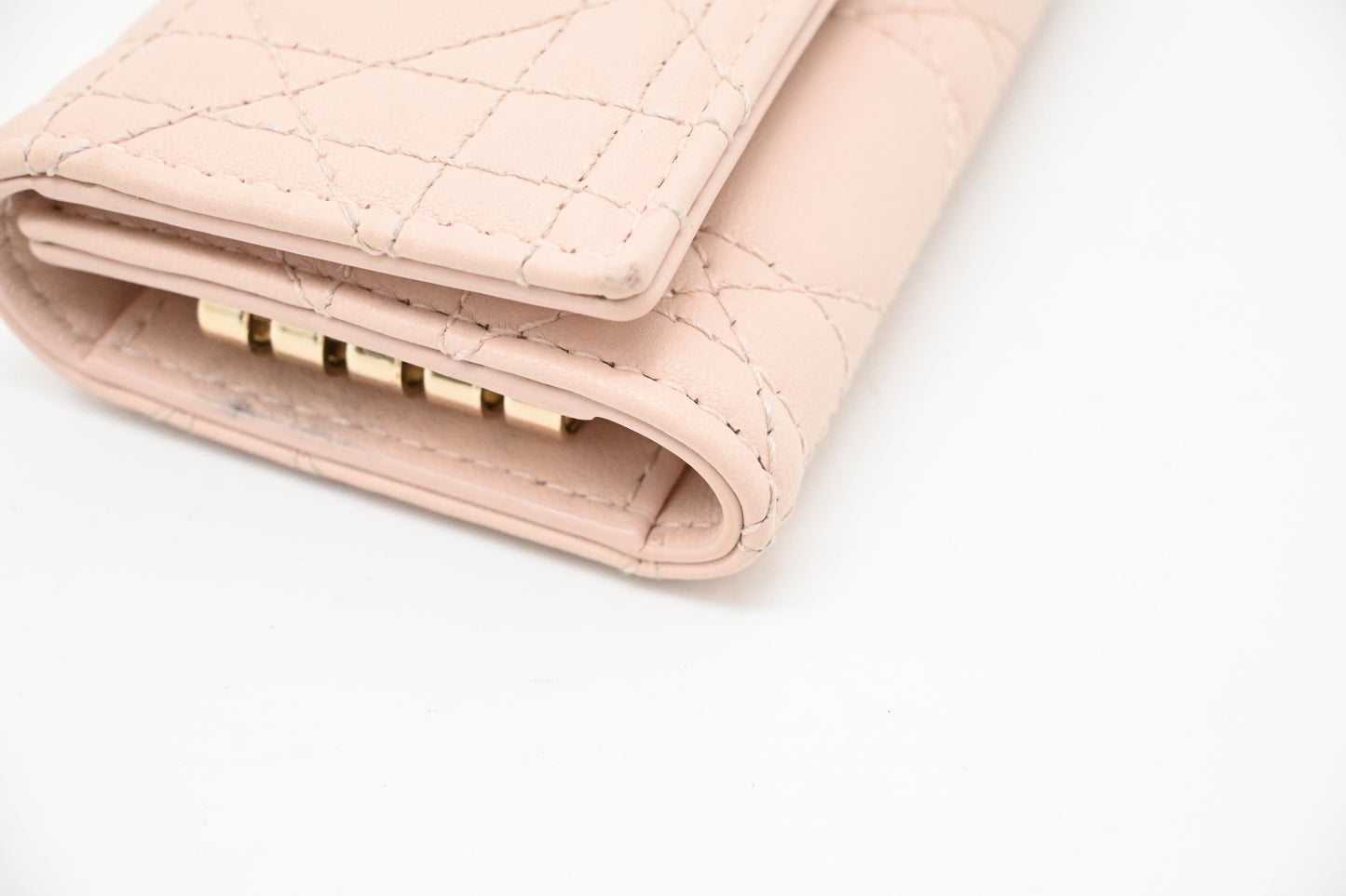 Dior Key Case in Light Pink Cannage Leather
