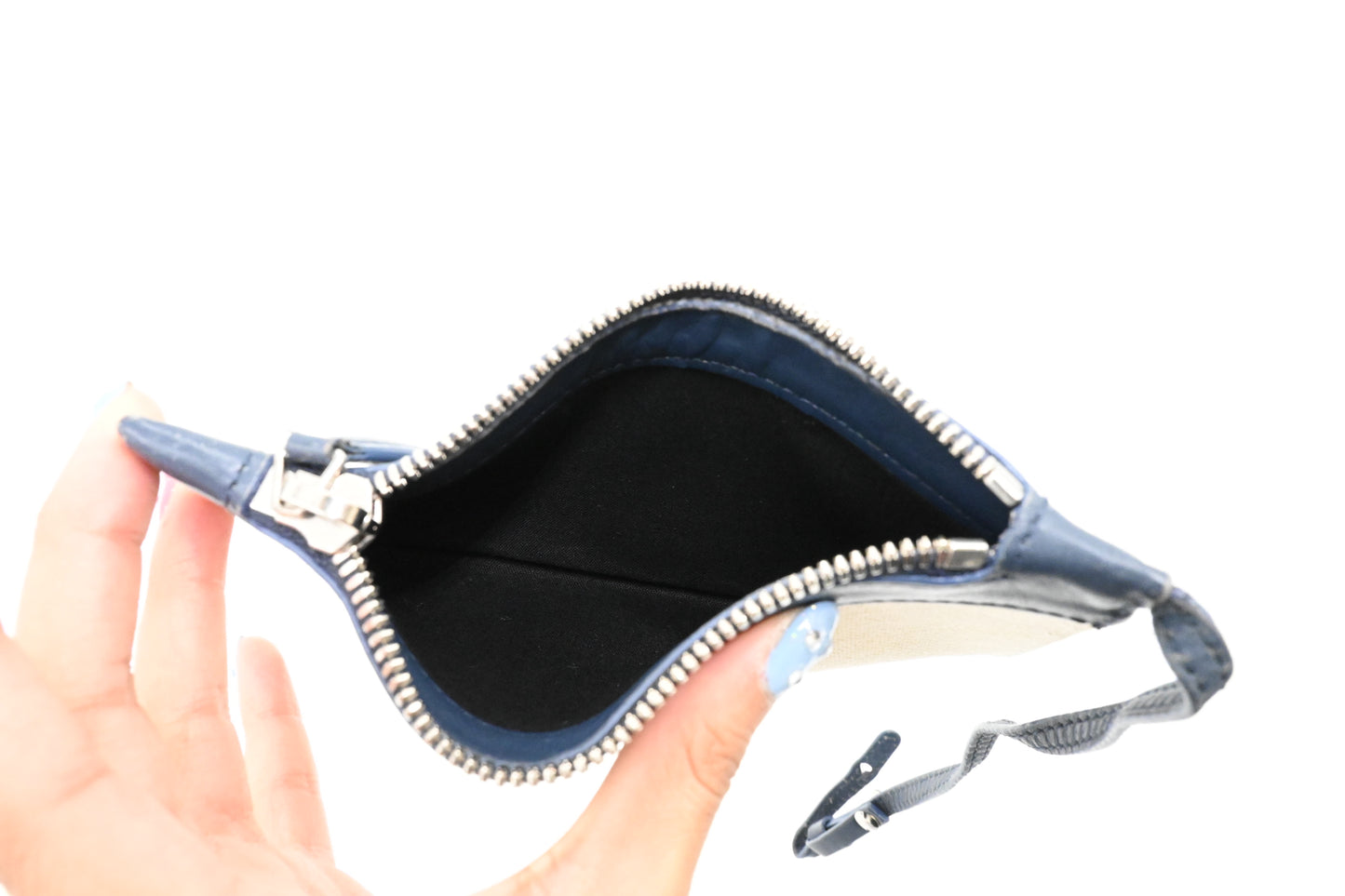 Balenciaga Cabas XS in White and Navy Blue Canvas