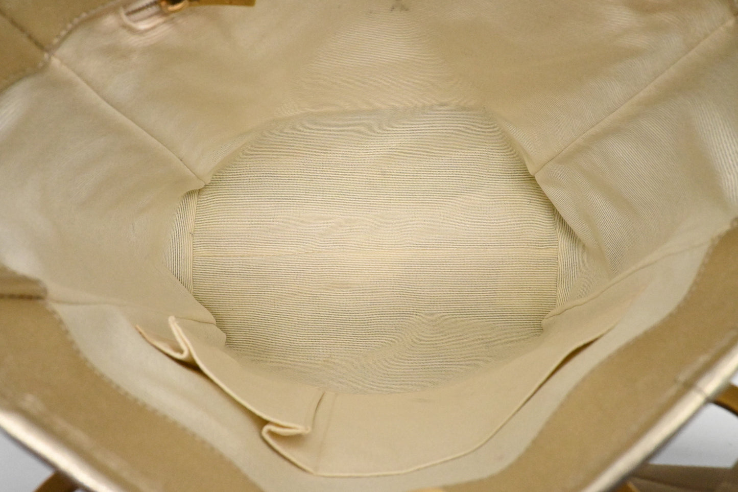 Ferragamo Shoulder Bag in Cream and Gold Canvas