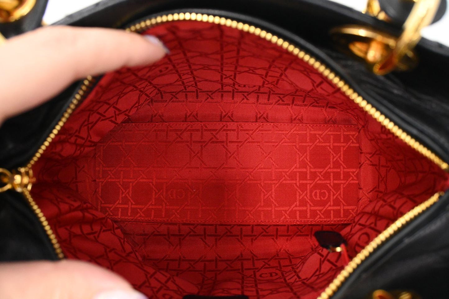Dior Medium Lady Dior in Black Cannage Leather