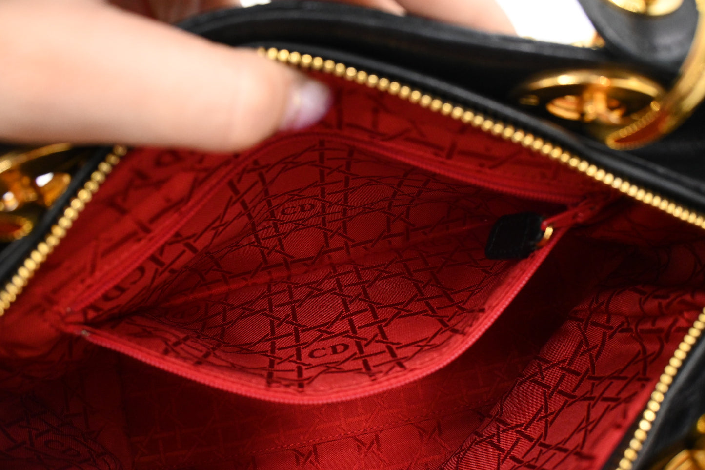 Dior Medium Lady Dior in Black Cannage Leather