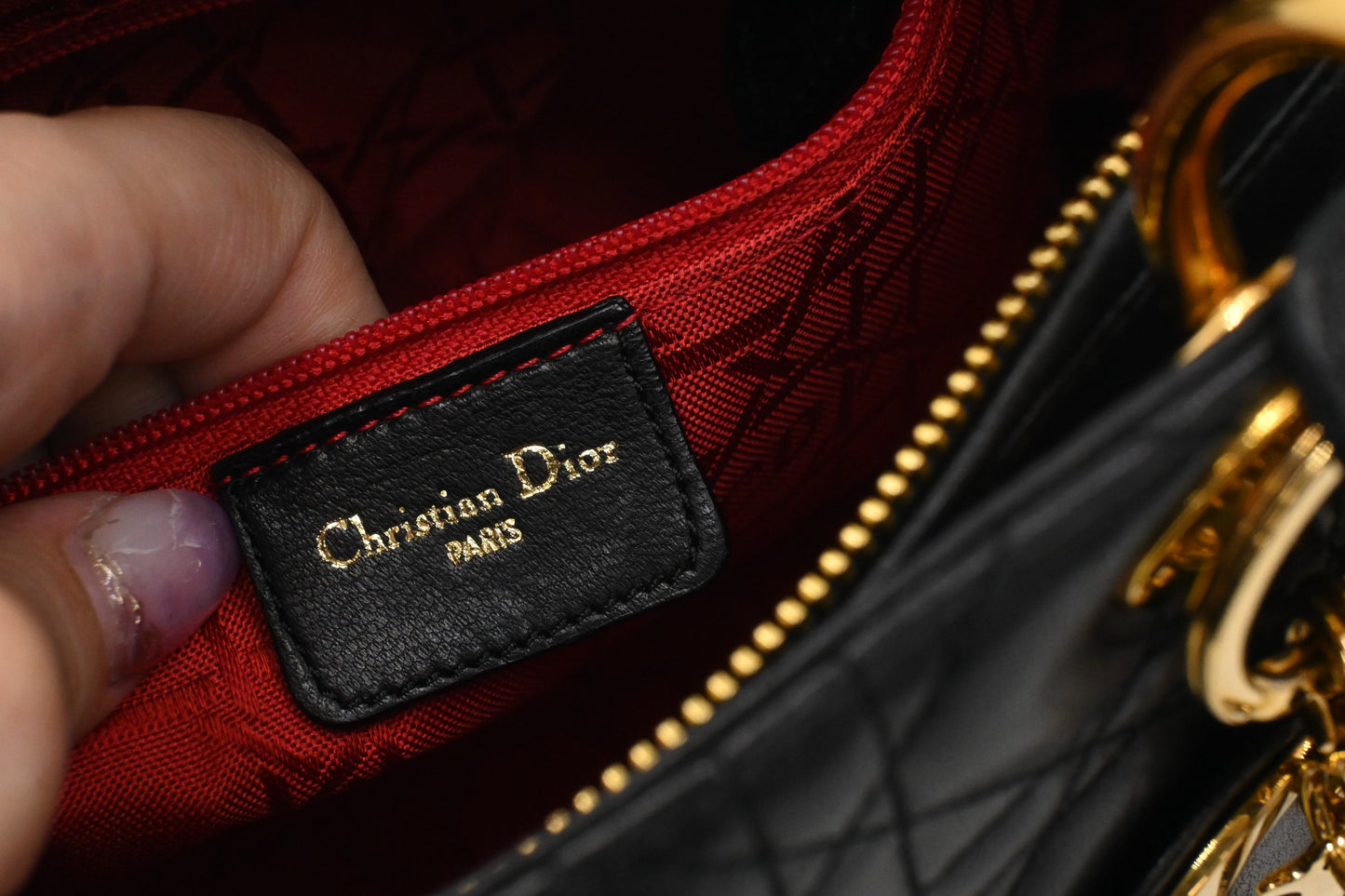 Dior Medium Lady Dior in Black Cannage Leather