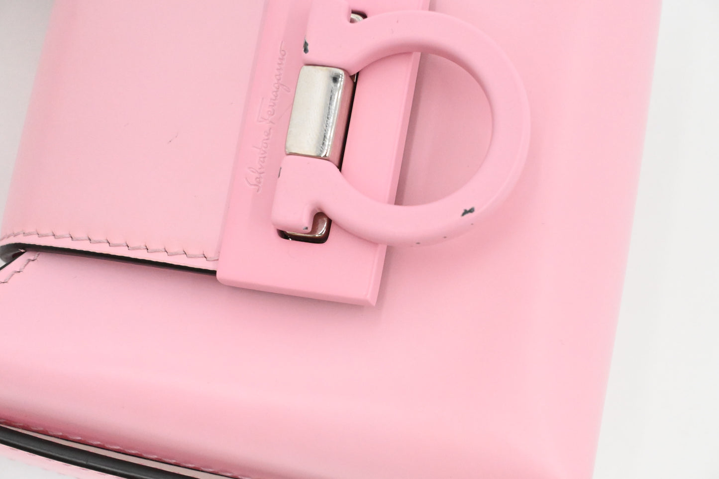 Ferragamo Mini Trifolio Handbag in Pink Leather