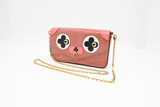 Louis Vuitton Valentine Dog Pochette Felicie in Pink Vernis Leather
