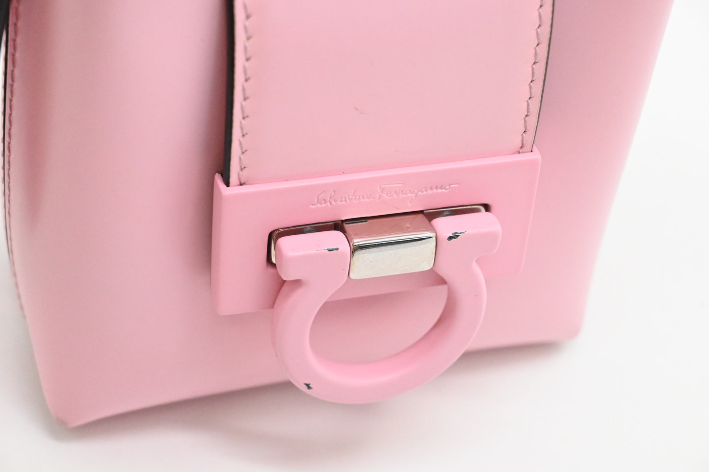 Ferragamo Mini Trifolio Handbag in Pink Leather