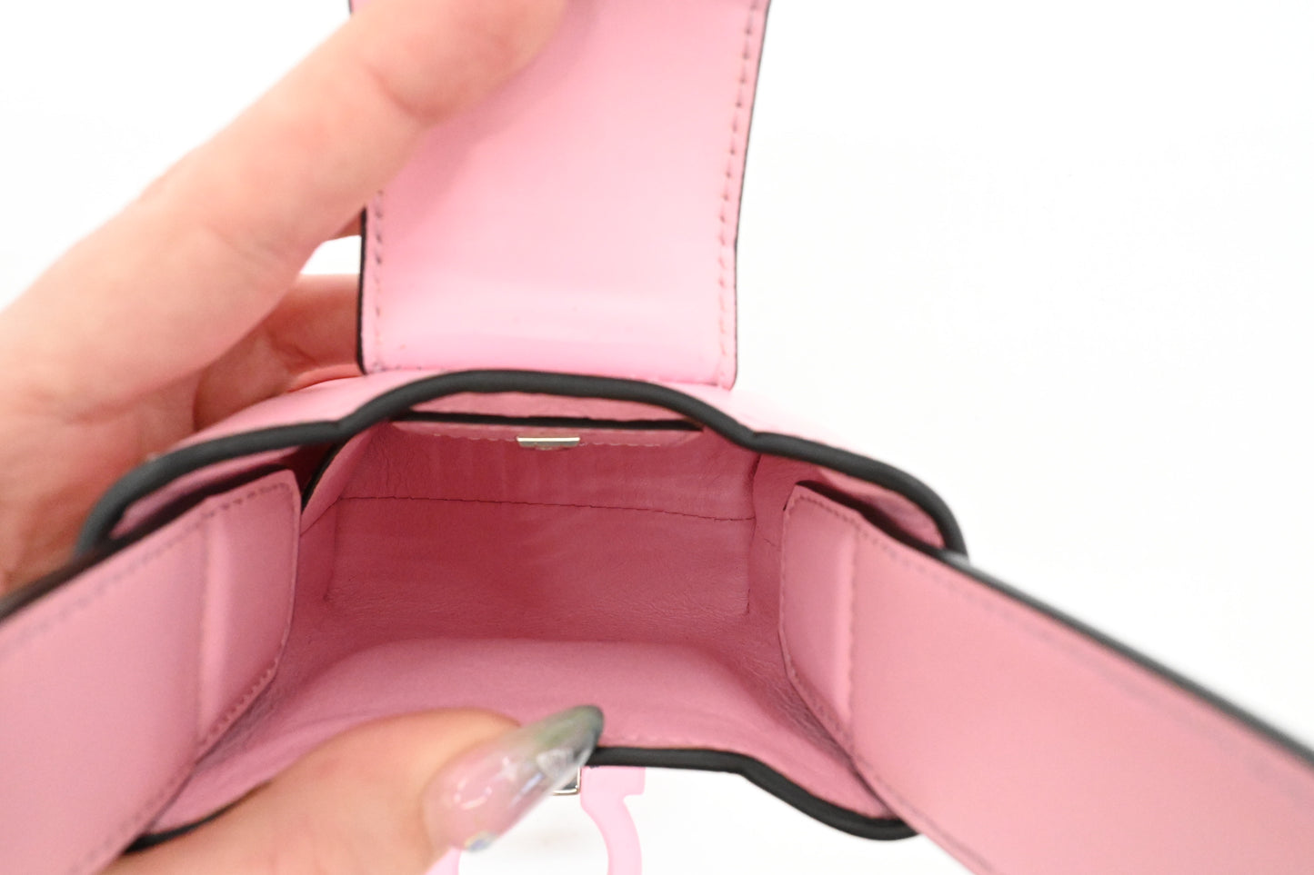 Ferragamo Mini Trifolio Handbag in Pink Leather