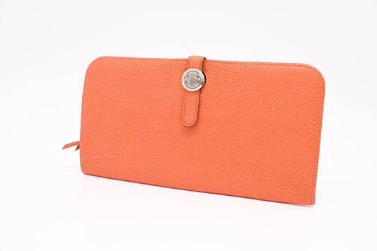 Hermes Dogon Wallet in Orange Leather