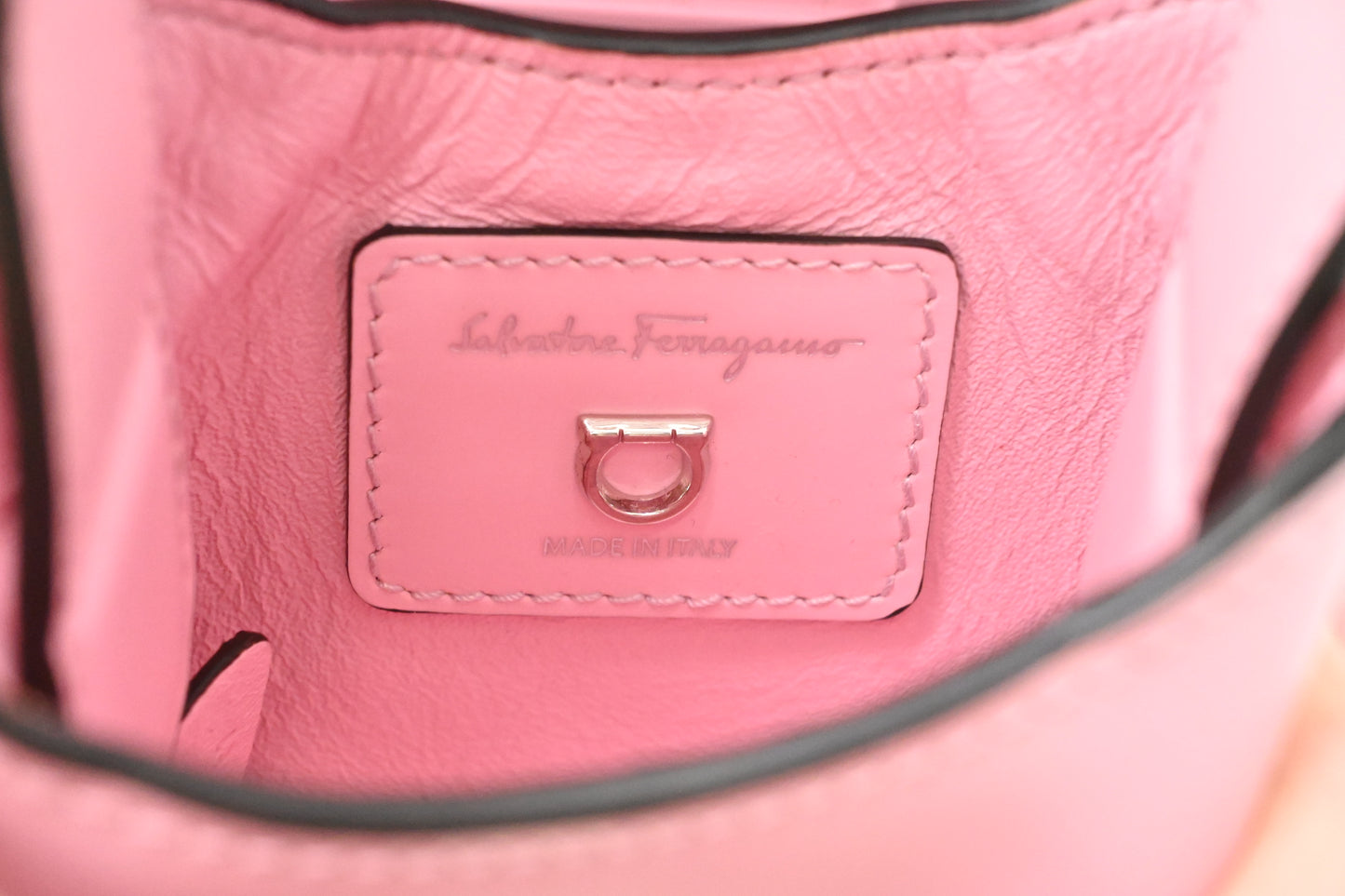 Ferragamo Mini Trifolio Handbag in Pink Leather