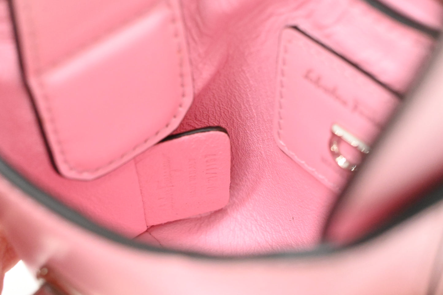 Ferragamo Mini Trifolio Handbag in Pink Leather