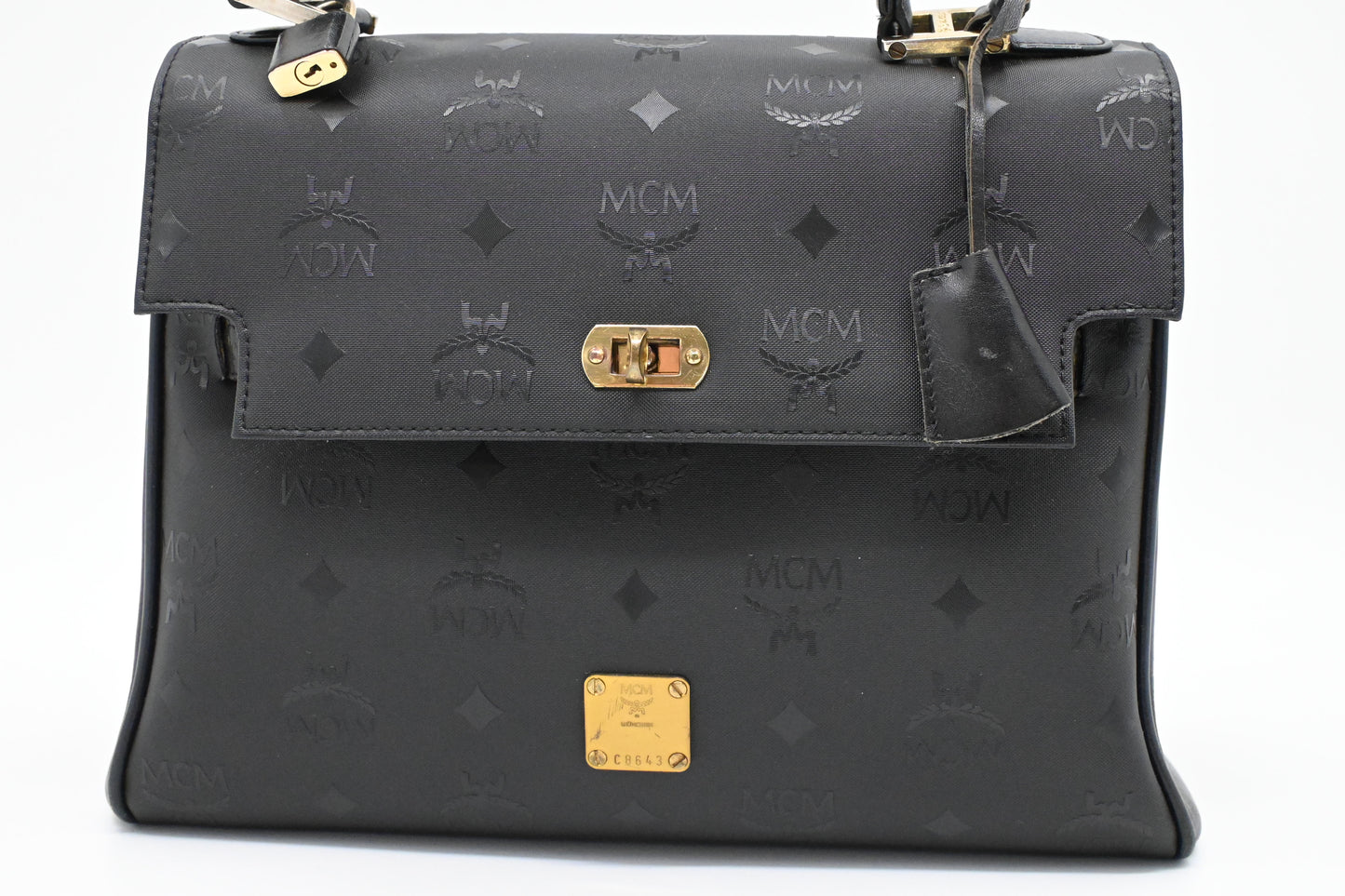 MCM Medium Kelly in Black Coated Canvas
