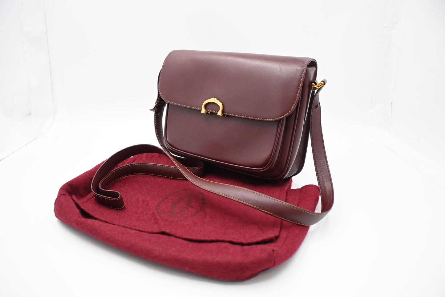 Cartier Crossbody Bag in Burgundy Leather