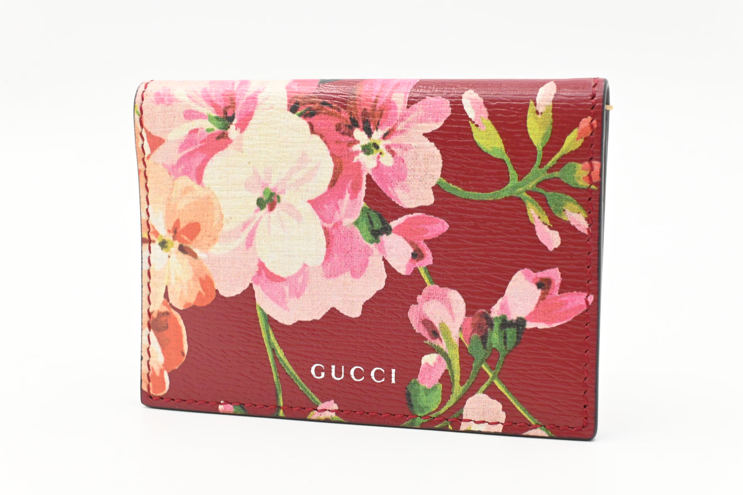 Gucci Card Case in Red Blooms Leather