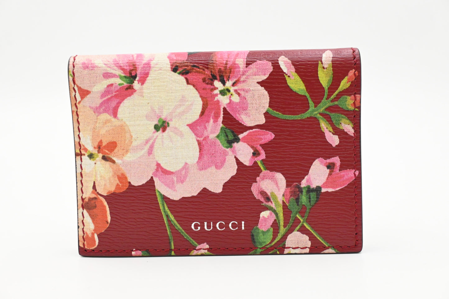 Gucci Card Case in Red Blooms Leather