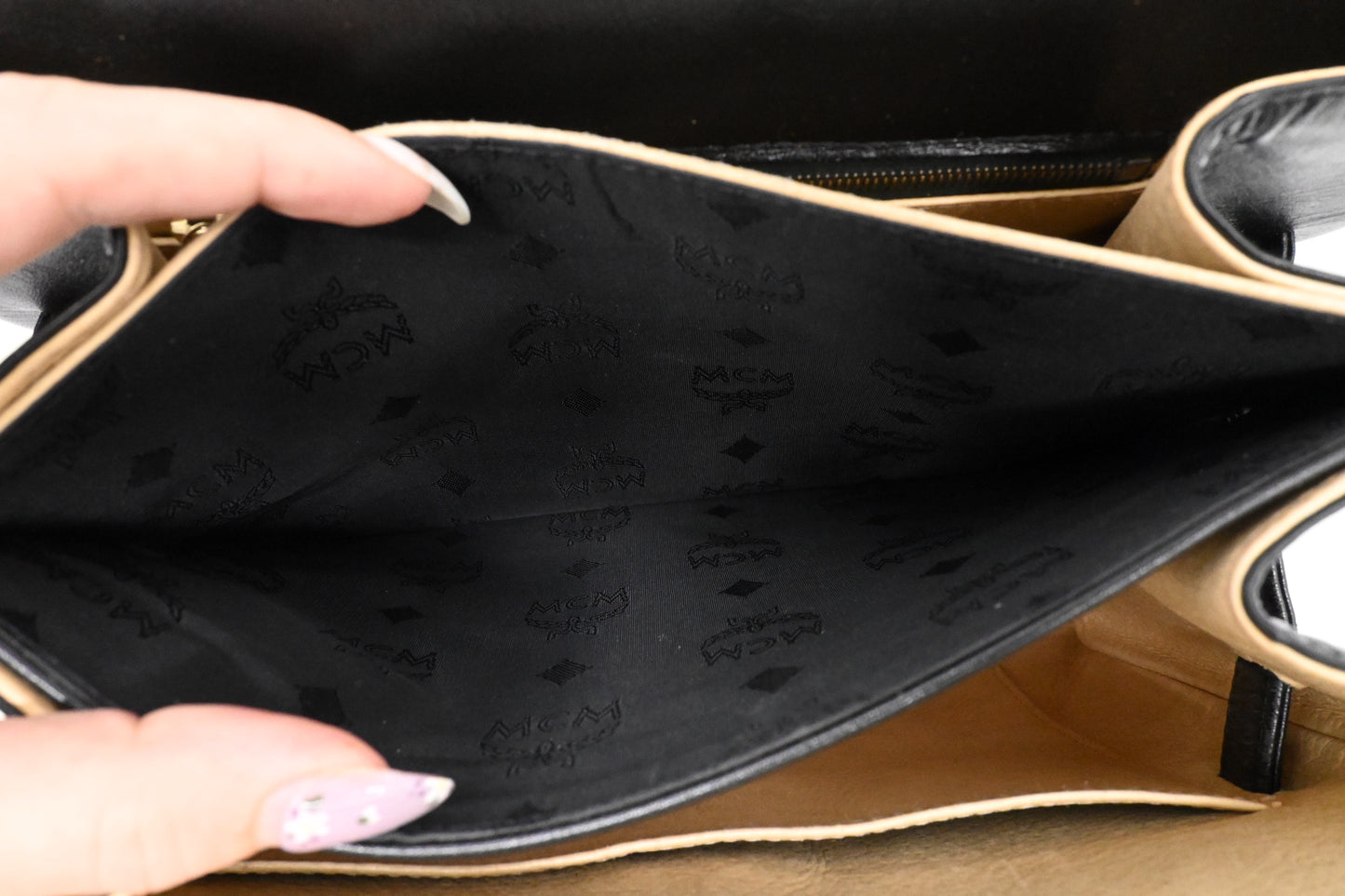 MCM Medium Kelly in Black Coated Canvas