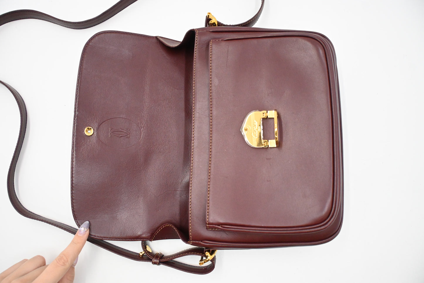 Cartier Crossbody Bag in Burgundy Leather