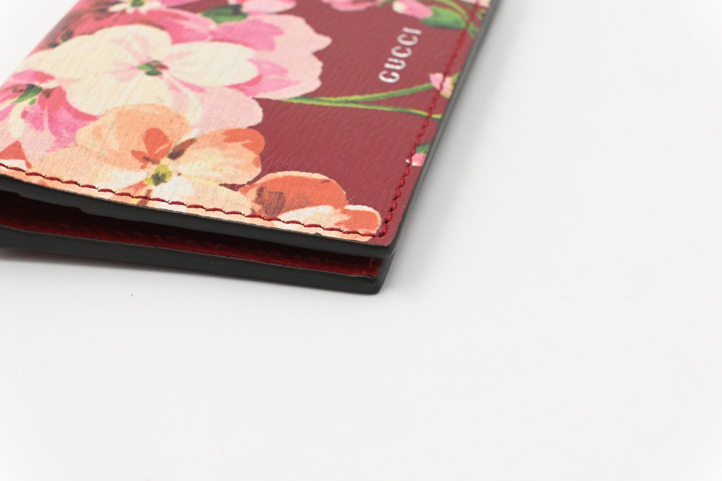 Gucci Card Case in Red Blooms Leather