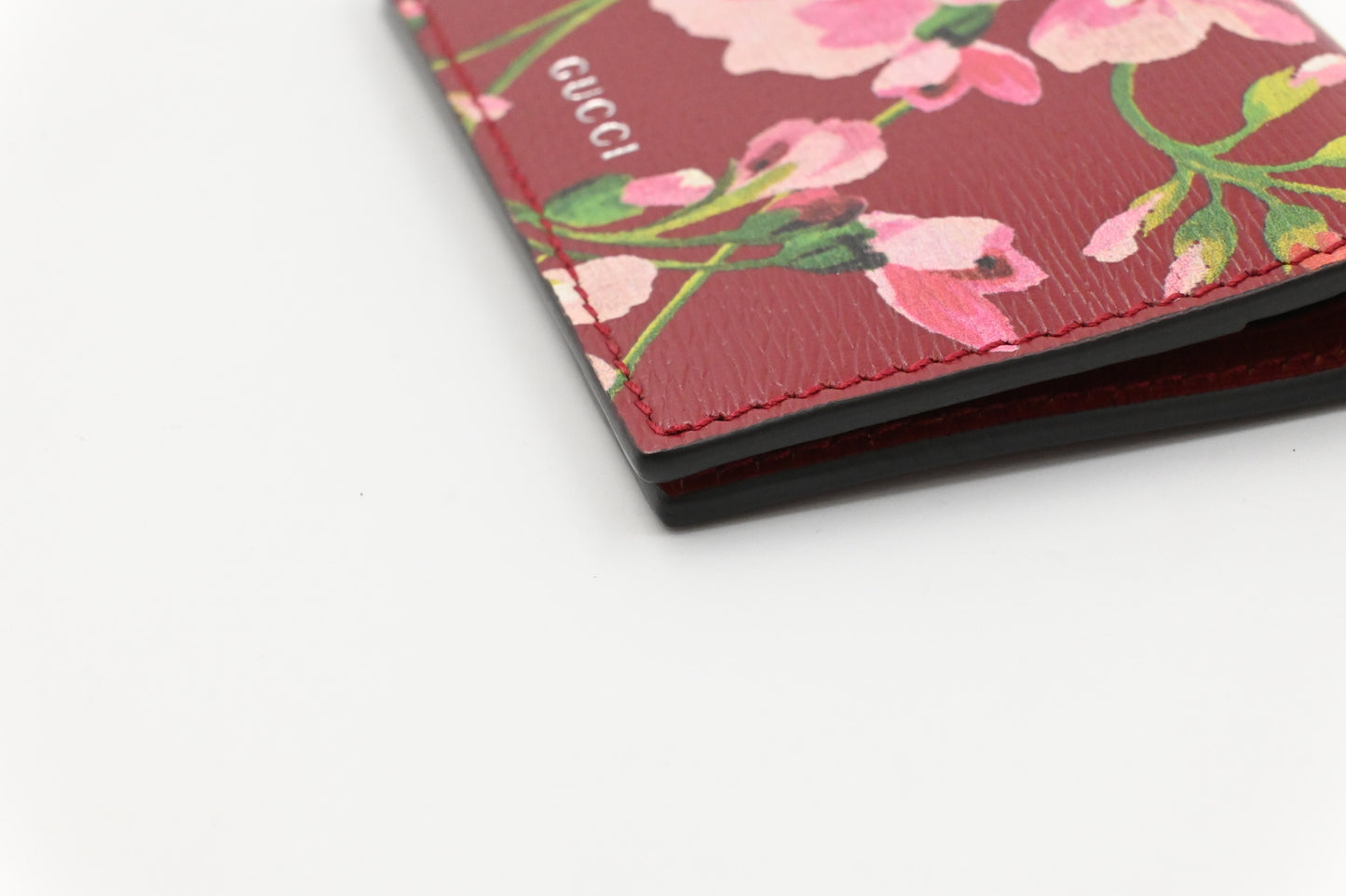 Gucci Card Case in Red Blooms Leather