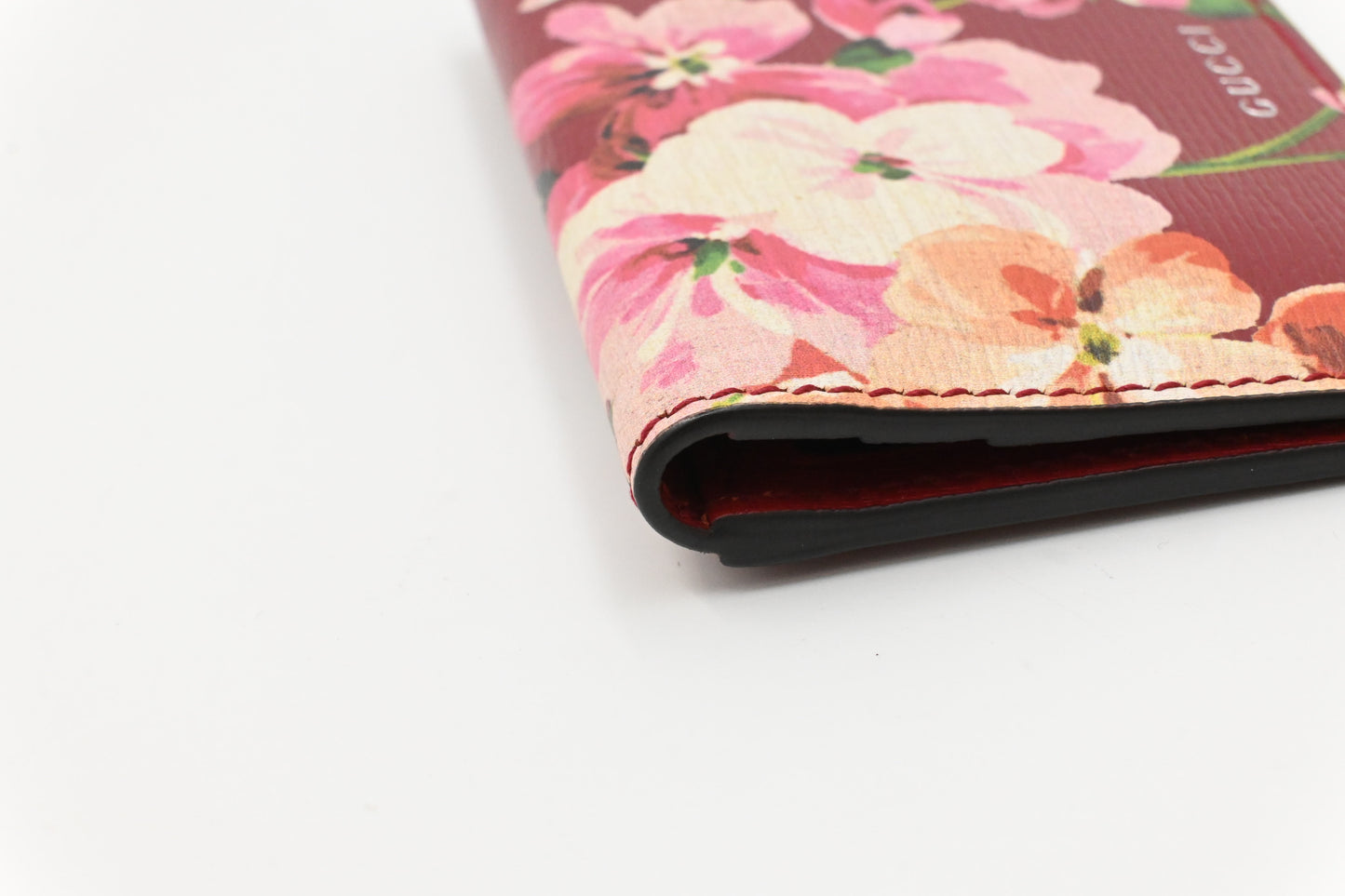Gucci Card Case in Red Blooms Leather