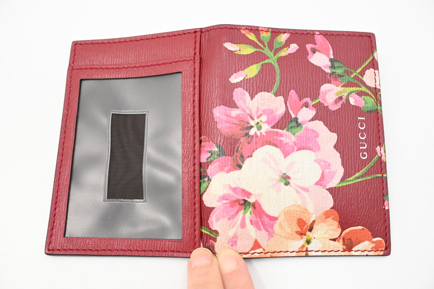 Gucci Card Case in Red Blooms Leather