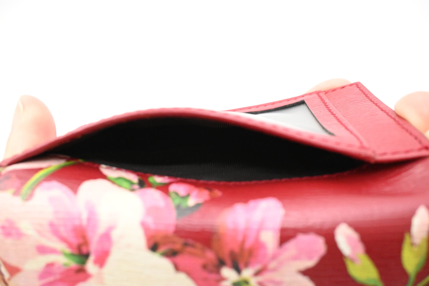 Gucci Card Case in Red Blooms Leather