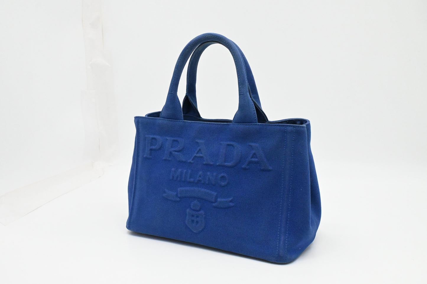 Prada Canapa PM in Blue Canvas