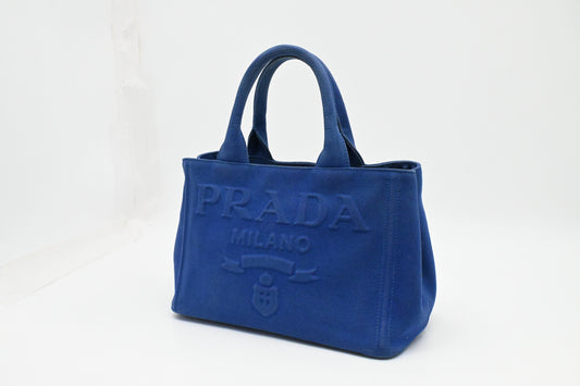 Prada Canapa PM in Blue Canvas