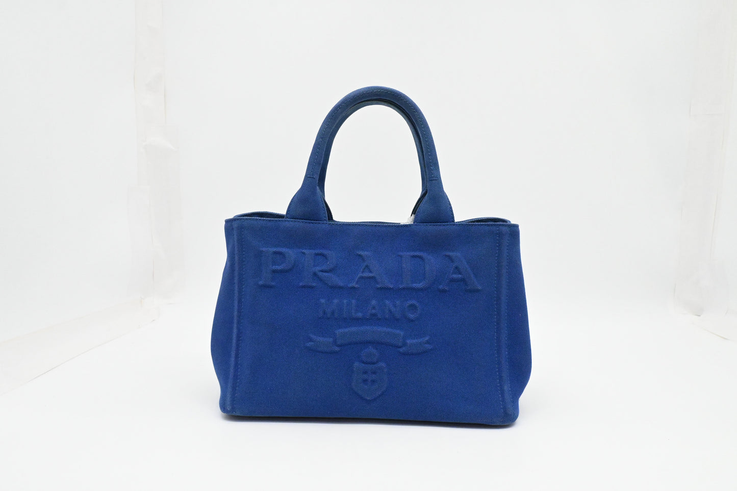 Prada Canapa PM in Blue Canvas