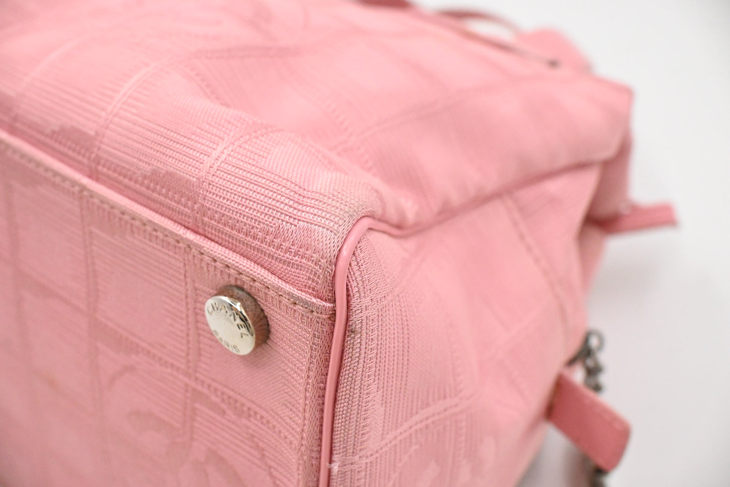 Chanel New Travel Line Handbag in Pink Canvas