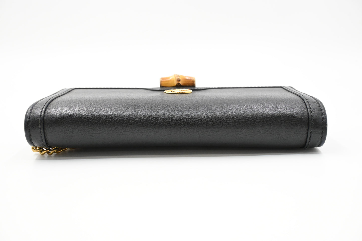 Gucci Bamboo Wallet on Chain in Black Leather